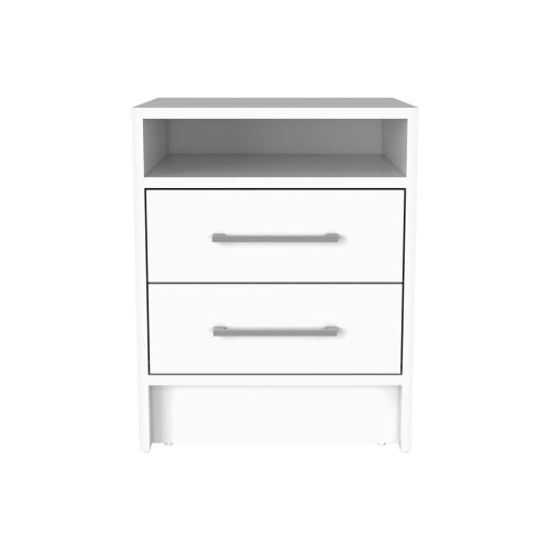 White 2-Drawer Multi-purpose Nightstand