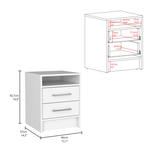 White 2-Drawer Multi-purpose Nightstand