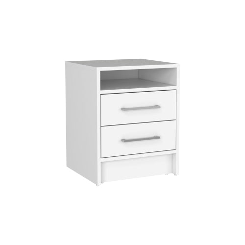 White 2-Drawer Multi-purpose Nightstand