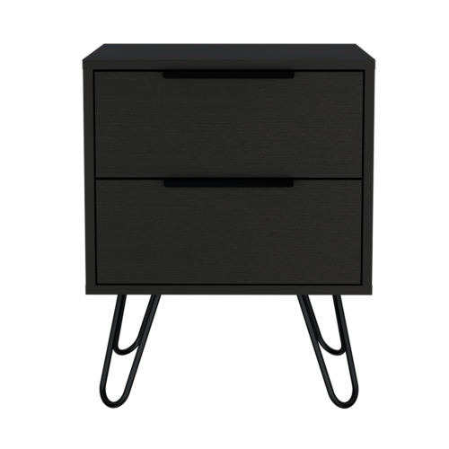 2-Pack Black Nightstand with Hairpin Legs