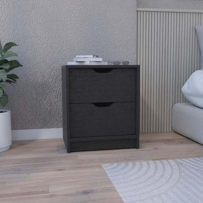 Black 2-Drawer Nightstand