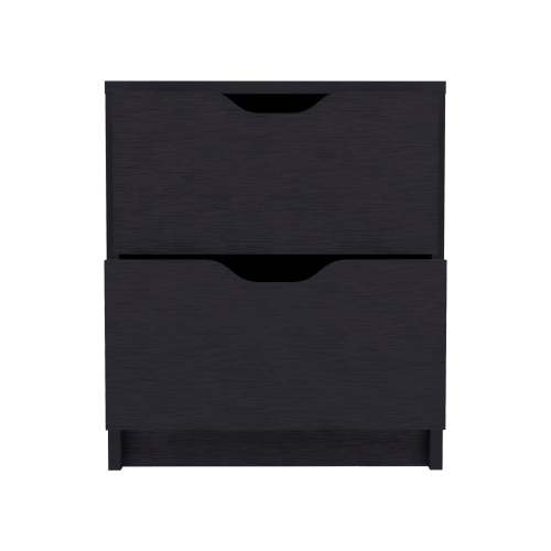 Black 2-Drawer Nightstand