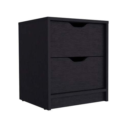 Black 2-Drawer Nightstand