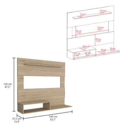 43.3 Inch Light Pine Floating Wall Entertainment Center for TVs Up To 55 Inch