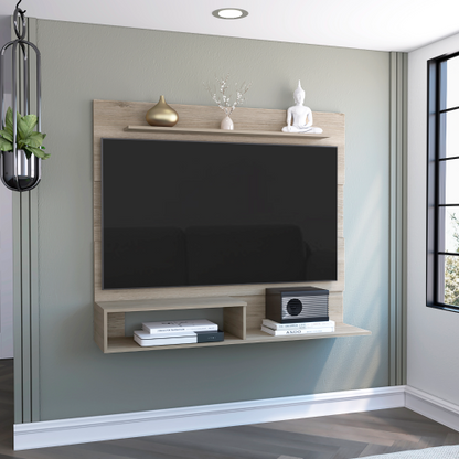 43.3 Inch Light Pine Floating Wall Mount Entertainment Center for TVs Up To 55 Inch