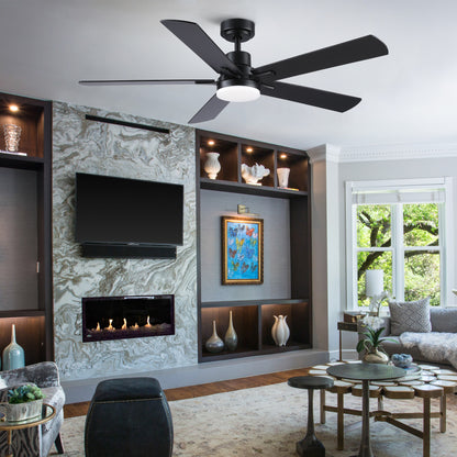52" Black Lowe Profile Ceiling Fan with Light