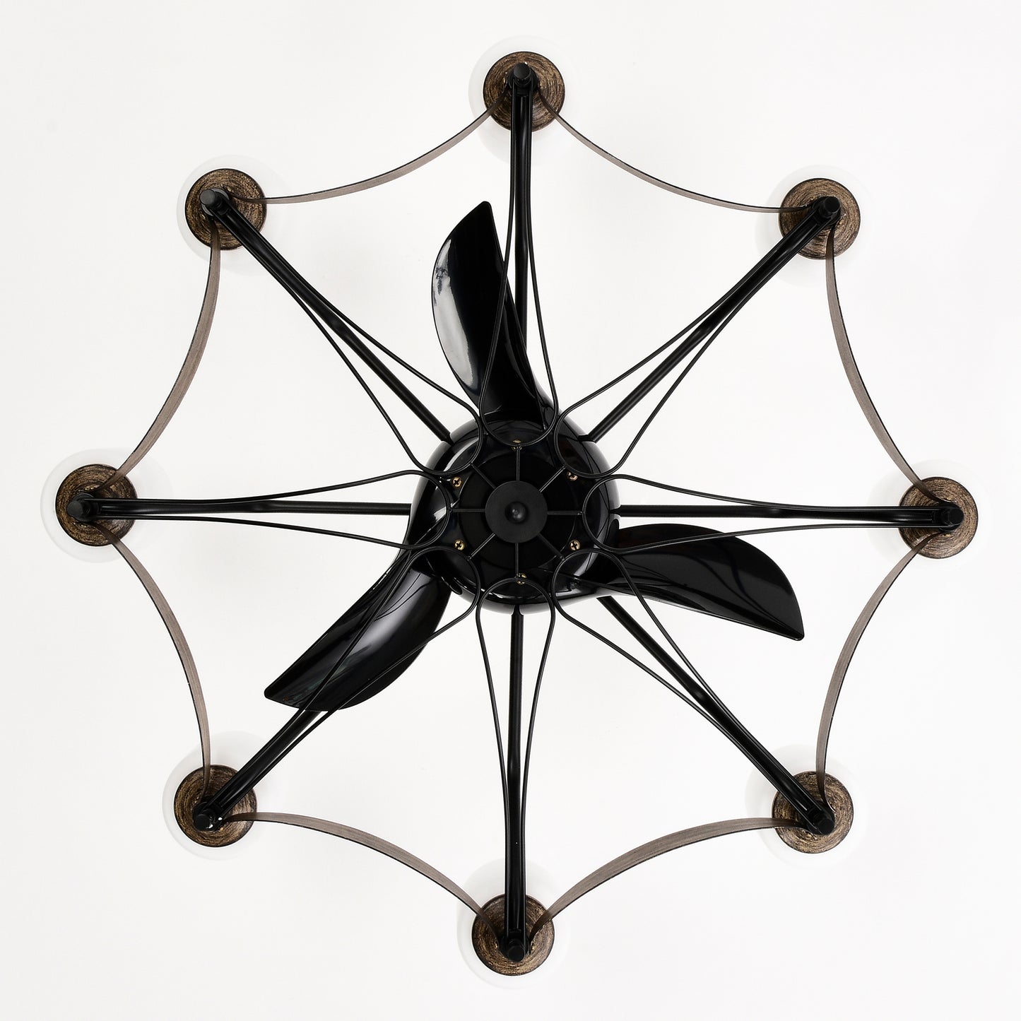 Dia 33 inch Chandelier Ceiling Fan for Bedroom Dining Room Living Room Kitchen Farmhouse Entry,Matte Black+ Wood Grain