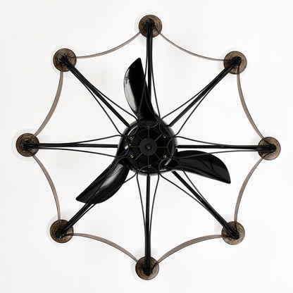 Dia 33 inch Chandelier Ceiling Fan for Bedroom Dining Room Living Room Kitchen Farmhouse Entry,Matte Black+ Wood Grain
