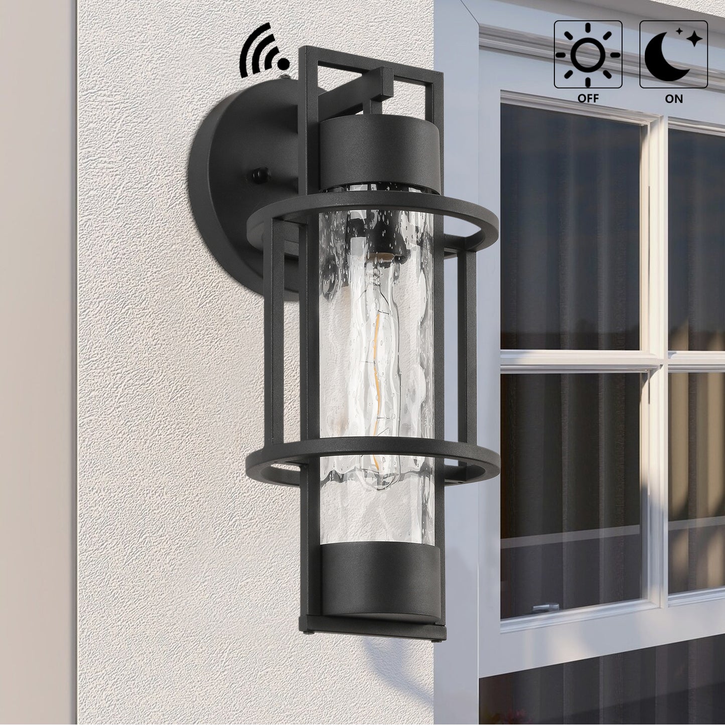 " Dusk to Dawn Outdoor Hardwired Wall Lantern Sconce with No Bulbs Included"
