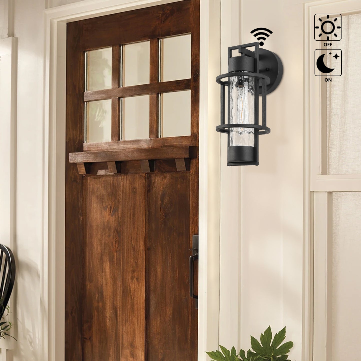 " Dusk to Dawn Outdoor Hardwired Wall Lantern Sconce with No Bulbs Included"