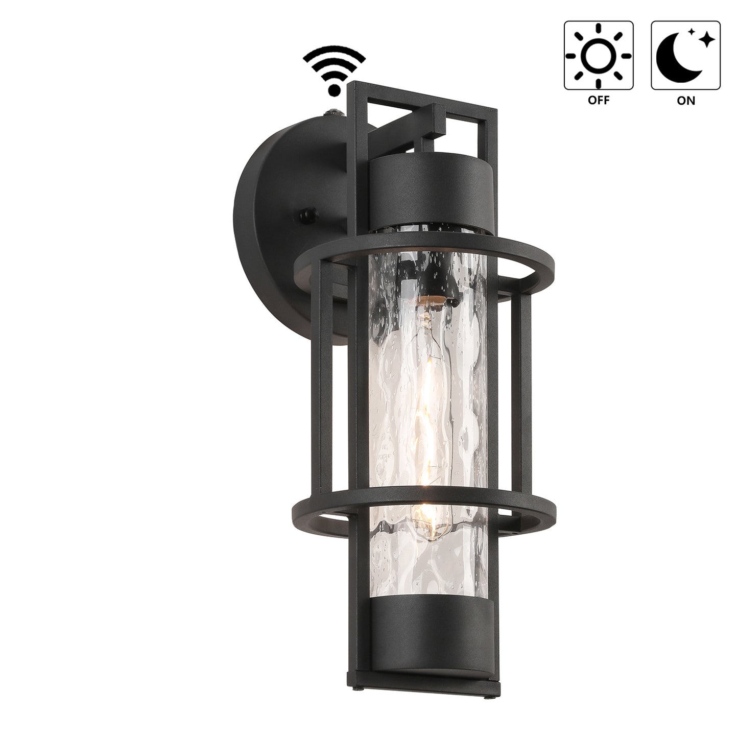 " Dusk to Dawn Outdoor Hardwired Wall Lantern Sconce with No Bulbs Included"