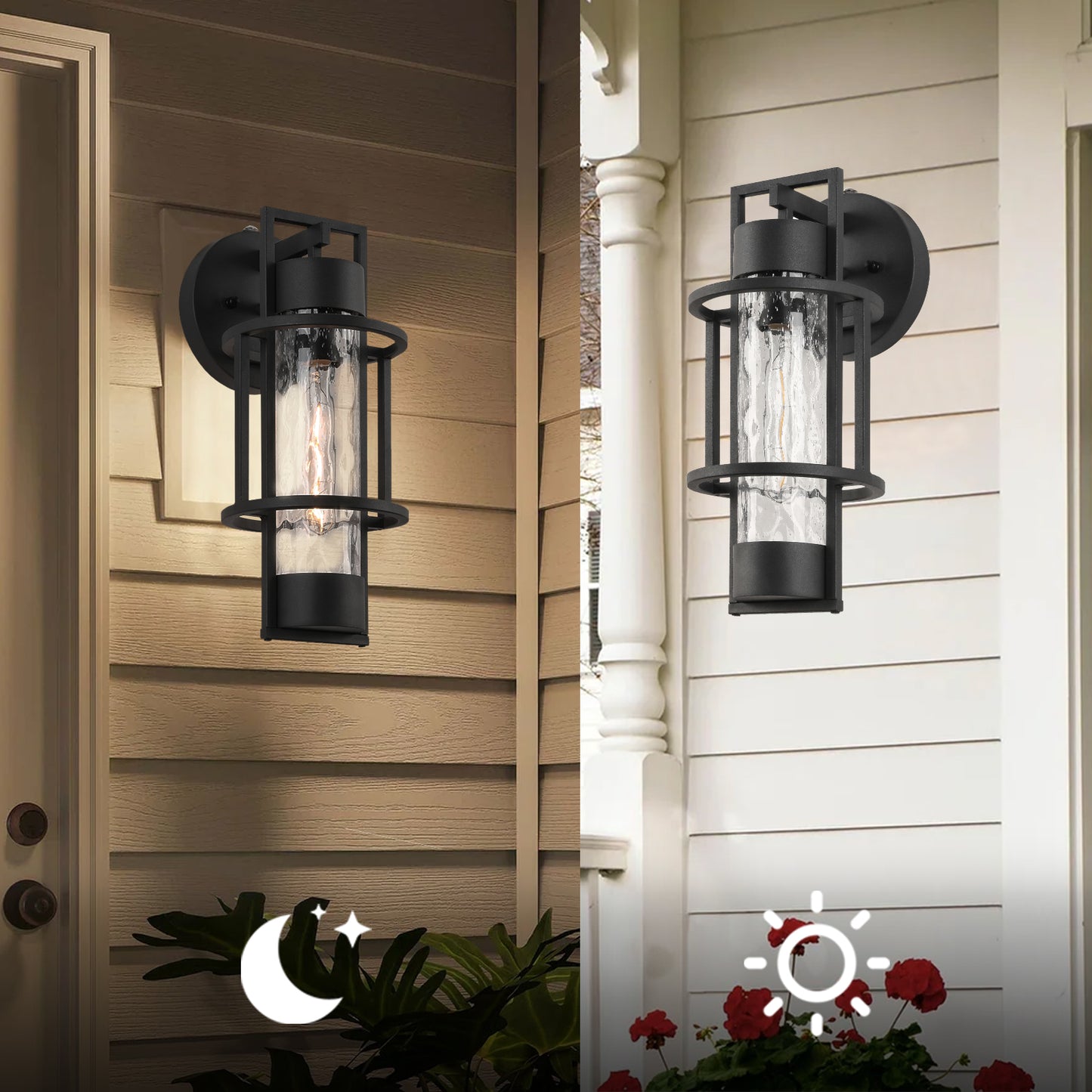 " Dusk to Dawn Outdoor Hardwired Wall Lantern Sconce with No Bulbs Included"