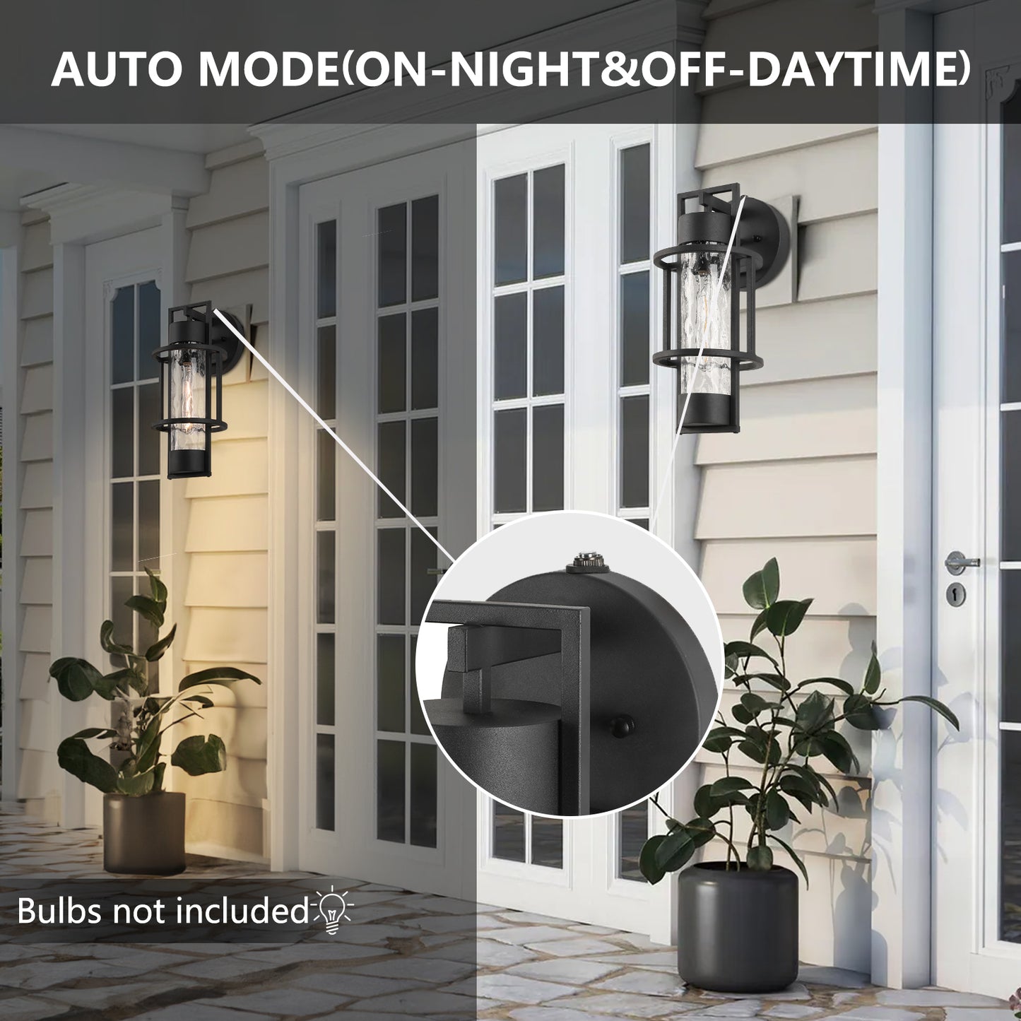 " Dusk to Dawn Outdoor Hardwired Wall Lantern Sconce with No Bulbs Included"