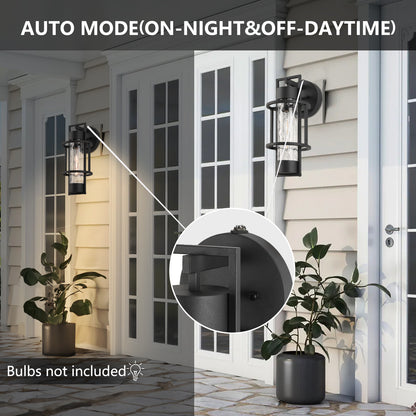 " Dusk to Dawn Outdoor Hardwired Wall Lantern Sconce with No Bulbs Included"
