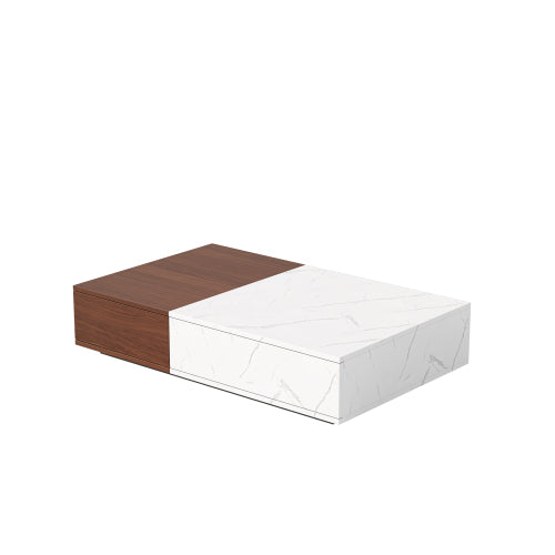 Modern Walnut Coffee Table with Storage MDF Living Room Center Table