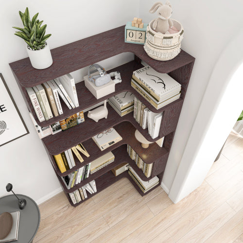 90cm Freestanding Corner Bookshelf with Anti-Tip Design