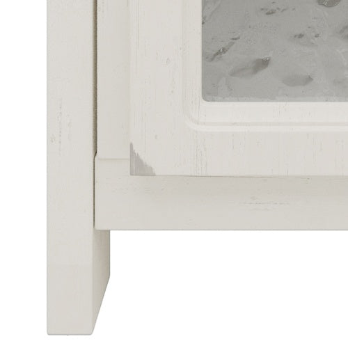 31" Farmhouse Bathroom Vanity with Ceramic Sink, Faux Aged Finish, Vintage Rustic Bathroom Cabinet with Bronze Pulls and 2 Soft-Closing Doors, Antique White