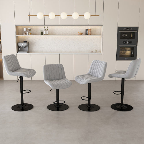 Swivel Bar Stools with Adjustable Height (35.03-43.7 Inches), Backrest, and Soft Knit Fabric - Ideal for Kitchen Island, Bar Counter, Dining Room, Grey(Set of 2)