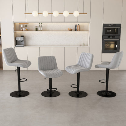 Swivel Bar Stools with Adjustable Height (35.03-43.7 Inches), Backrest, and Soft Knit Fabric - Ideal for Kitchen Island, Bar Counter, Dining Room, Grey(Set of 2)
