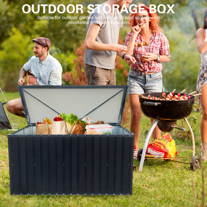 Outdoor Metal Storage Box Large Capacity Waterproof Roof Lockable Doors Garden Patio Tool Box