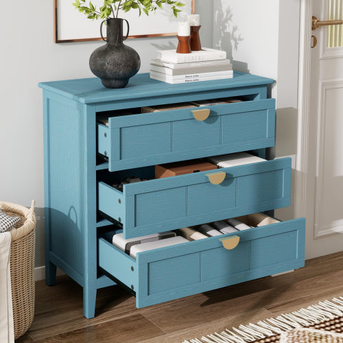 American Style 3-Drawer Storage Cabinet Anti-Tip Design Non-Slip Foot Pad Household Bedroom Study Wooden Chest Cabinet