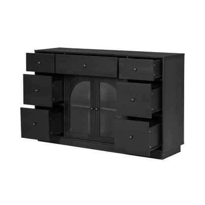 Black Storage Cabinet with 7 Drawers and 2 Doors