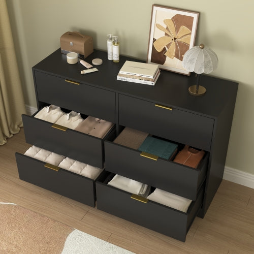 Simply Modern 6-Drawer Dresser, Chest of Drawers for Bedroom, Living Room, Hallway, and Entryway - Large Storage Cabinet Black