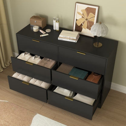 Simply Modern 6-Drawer Dresser, Chest of Drawers for Bedroom, Living Room, Hallway, and Entryway - Large Storage Cabinet Black