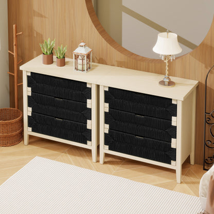 3 Drawer Buffet Sideboard with Woven Rope Design