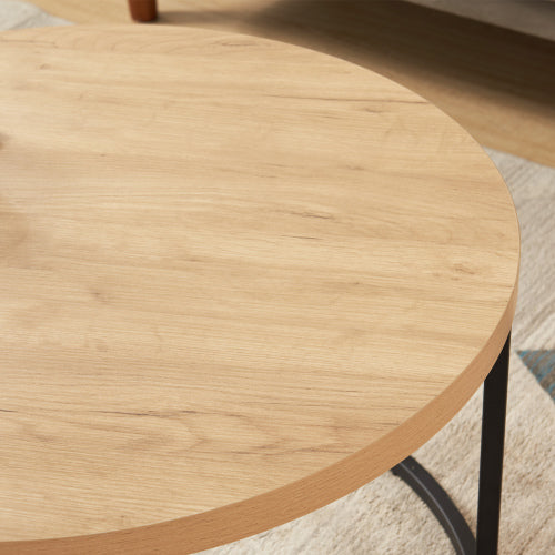 31.5inch  Round Coffee Table, Natural Oak Finish