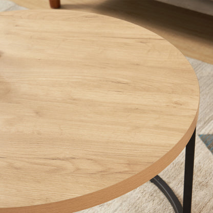 31.5inch  Round Coffee Table, Natural Oak Finish