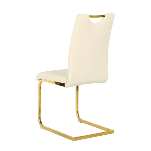 PU Upholstered Dining Chairs with Metal Legs, Set of 2, Light Yellow