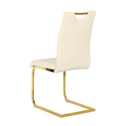 PU Upholstered Dining Chairs with Metal Legs, Set of 2, Light Yellow