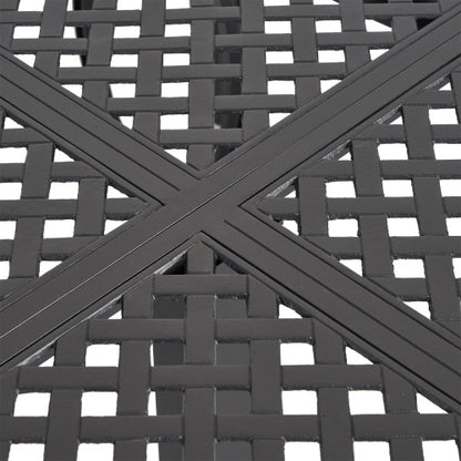 Outdoor Modern Aluminum Dining Table with Woven Accents, Antique Matte Black