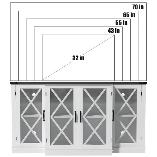 63 Inch Farmhouse Barn Door TV Stand with Adjustable Shelves Media Console for TVs Up To 73 Inch