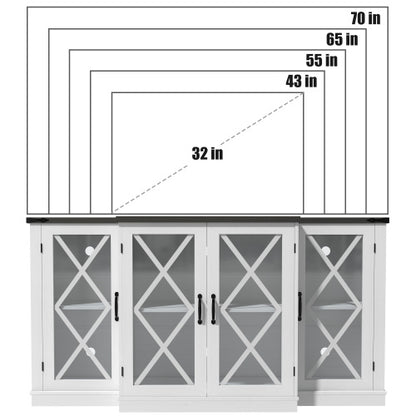 63 Inch Farmhouse Barn Door TV Stand with Adjustable Shelves Media Console for TVs Up To 73 Inch