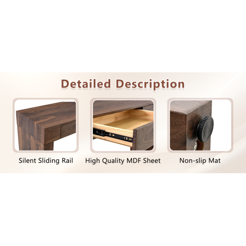 Elegant natural walnut wood grain bar table -50 inches long, a practical choice for modern home decor. Walnut wood grain texture veneer, equipped with double drawers, can be used as both a bar counter