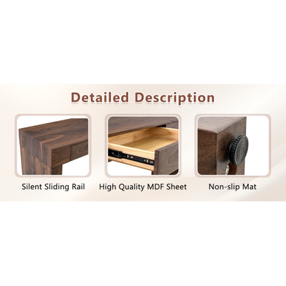 Elegant natural walnut wood grain bar table -50 inches long, a practical choice for modern home decor. Walnut wood grain texture veneer, equipped with double drawers, can be used as both a bar counter