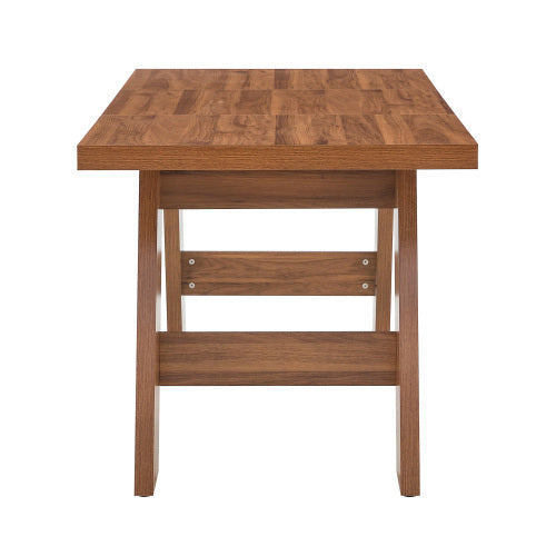 Walnut Grain MDF Dining Table with Outward-Sloping Legs