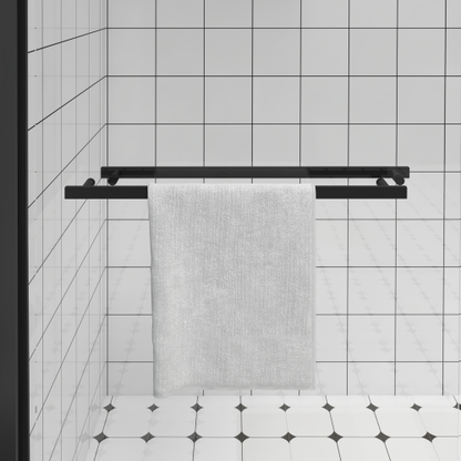 56-60"x74" Aluminum Frame Double Sliding Shower Door,Bypass Bathroom Sliding Door with Premium 1/4" (6mm) Clear Tempered Glass, Black Hardware Sliding Glass Shower Enclosure,Matte Black Finished