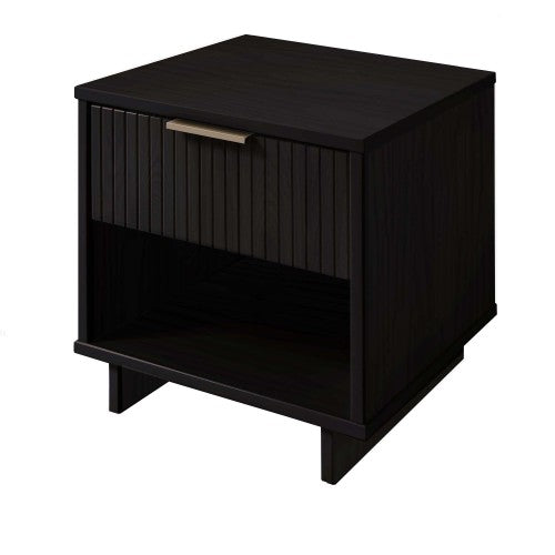 Black Solid Wood Glam Nightstand