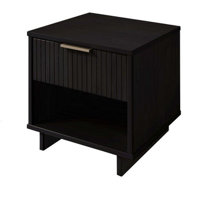 Black Solid Wood Glam Nightstand