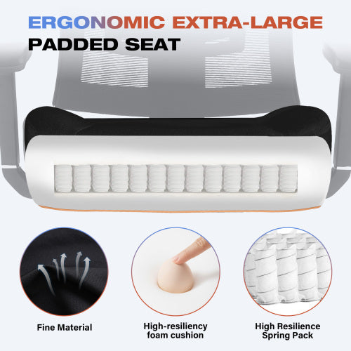 Big and Tall Office Chair 600lbs with Lumbar Support for Eight Hour Daily Work Ergonomic Mesh Desk Chair Widen 3D Cushion for Reading, Gaming
