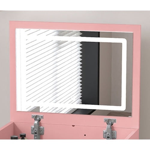 3-in-1 Multifunctional Vanity Desk Set, Flip-Up Mirror, 3-Color Lights, 2 Drawers, Hidden Storage Stool, White