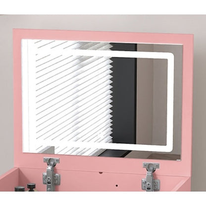 3-in-1 Multifunctional Vanity Desk Set, Flip-Up Mirror, 3-Color Lights, 2 Drawers, Hidden Storage Stool, White