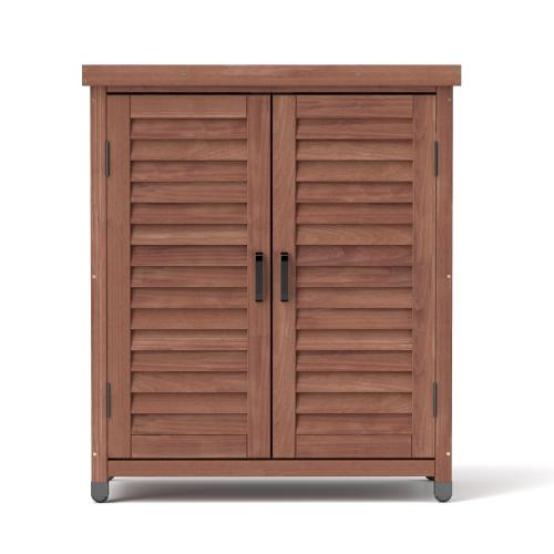 Potting Bench with Storage Cabinet and Metal Table Top for Outdoor Patio, Garden Furniture Wood Workstation Coffee 31.5x17x36''