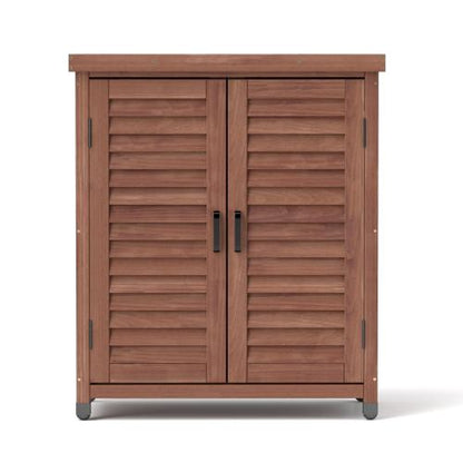 Potting Bench with Storage Cabinet and Metal Table Top for Outdoor Patio, Garden Furniture Wood Workstation Coffee 31.5x17x36''