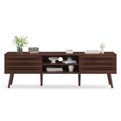 Mid-Century Fluted Wood TV Stand with Cable Management for TVs Up To 70 Inch Media Console