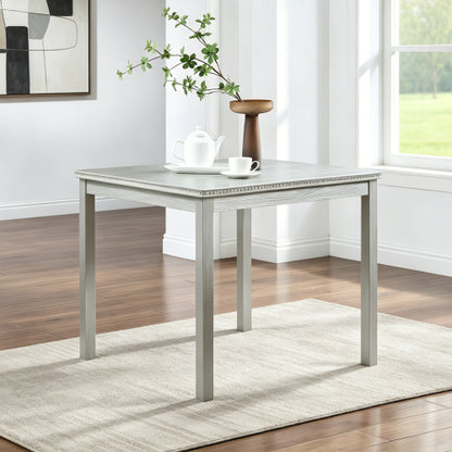 Modern Square Dining Table with Crystal Edge Detail and Solid Wood Frame