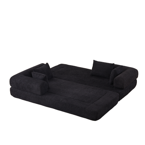 78.9 inch  Convertible Chenille Sleeper Sofa, Removable Armrest, DIY Customizable